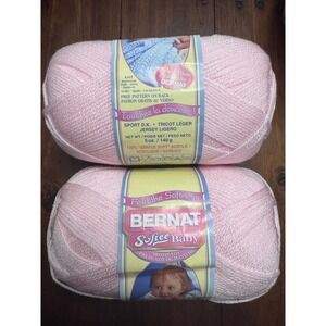Bernat Softee Baby Yarn 2 Skeins Pink Sport DK 100% Acrylic 5oz 140g Each 166030